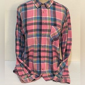 Aeropostale Large • button shirt • Gingham Pink Blue Purple 100% cotton